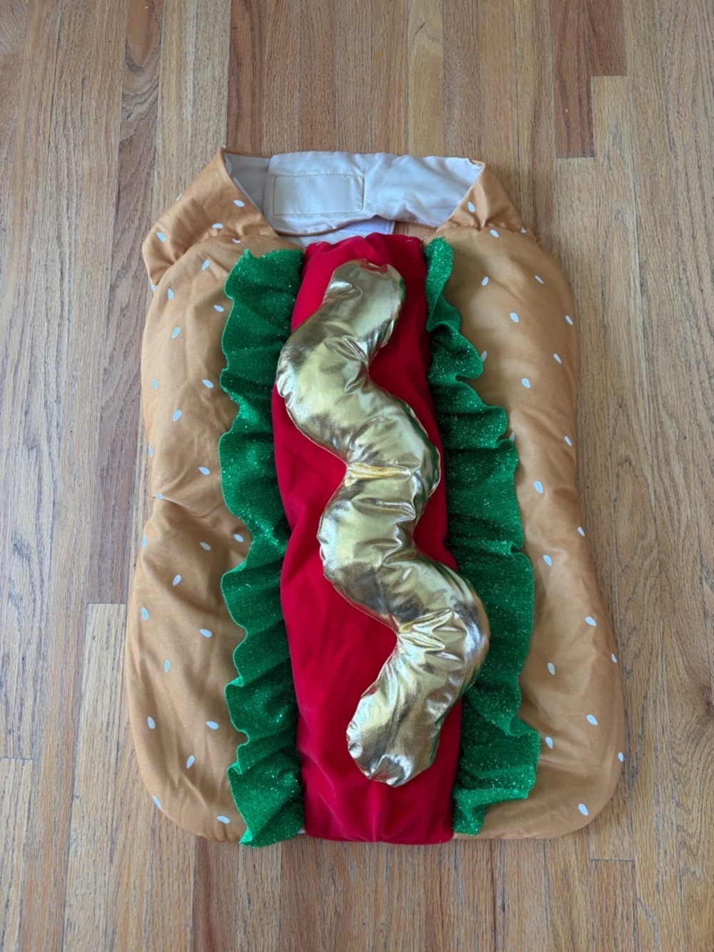 Dog Hot Dog Costume — Gold, Red & Green - Picture 1 of 4